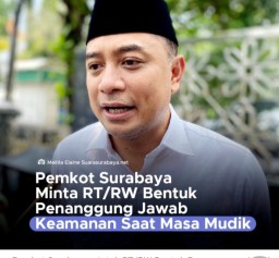 Pemerintah Kota Surabaya Meminta RT/Rw Penanggung Jawab Pengamanan Mudik