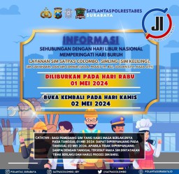 Hari Buruh Nasional 1 Mei 2024, Satpas Colombo Surabaya Liburkan Pelayanan SIM