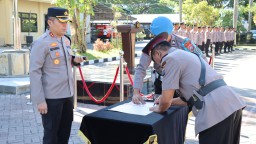 Kapolres Nganjuk Pimpin Serah Terima Jabatan Kabaglog, Kasat Bimas dan Kapolsek Ngluyu