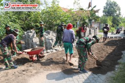 Pembangunan Jalan Paving Sepanjang 300 Meter Oleh Satgas TMMD ke-120 Kodim 0816/Sidoarjo Capai 50% Penyelesaian