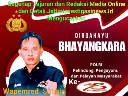 Wapemred Media Online dan Cetak JatimInvestigasinews.id: Mengucapkan Selamat HUT Bhayangkara ke- 78 Tahun 2024