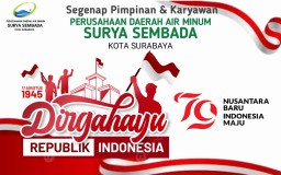 Segenap Pimpinan dan Karyawan Perusahan Daerah Air Minum Surya Sembada Kota Surabaya Mengucapkan Dirgahayu Republik Indonesia ke 79