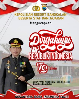 Kepolisian Resort Bangkalan Beserta Staff dan Jajaran Mengucapkan Dirgahayu Republik Indonesia ke 79