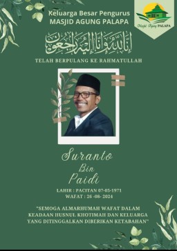 Jamaah Masjid Agung Palapa Melaksanakan Sholat Jenazah Alm. Suranto