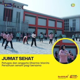 Jumat Sehat, Pegawai dan Anggota Dharma Wanita Persatuan Rutan Surabaya Senam Bersama