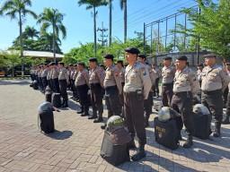 Polres Nganjuk Adakan Latihan Kesiapan Kompi Dalmas Untuk Pengamanan Pilkada