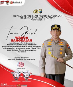 Kapolres Bangkalan Ucapkan Terima Kasih Kepada Semua Pihak, Pilkada Serentak 2024 Berjalan Aman dan Kondusif