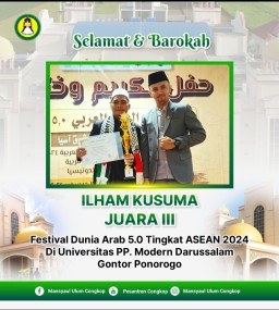 Pencapaian Dan Prestasi Tak Hentinya Diperoleh Santri PP Masyaul Ulum Congkop Sampang, Juara 3 Festival Dunia Arab Tingkat ASEAN 2024
