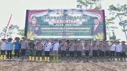 Dukung Ketahanan Pangan, Polres Bangkalan Gelar Penanaman Jagung Serentak 1 Juta Hektar di Desa Keleyan