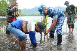 Jaga Pesisir Pantai utara Bali, Lanud I Gusti Ngurah Rai gelar Kegiatan Penanaman Seribu Bibit Mangrove