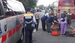 Seorang jalan Kaki Tewas Seketika di Tabrak Bus Angkutan