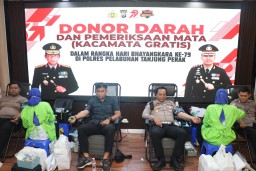 Sambut Hari Bhayangkara ke-79, Polres Pelabuhan Tanjung Perak Gelar Aksi Sosial Donor Darah dan Pemeriksaan Mata Gratis