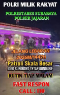 Polrestabes Surabaya dan Polsek Jajaran Gelar Patroli Skala Besar Jelang Lebaran 2026