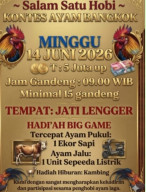 Kontes Ayam Bangkok Berhadiah Sapi dan Sepeda Listrik di Jati Lengger Jadi Sorotan, Warga Minta APH Awasi Ketat