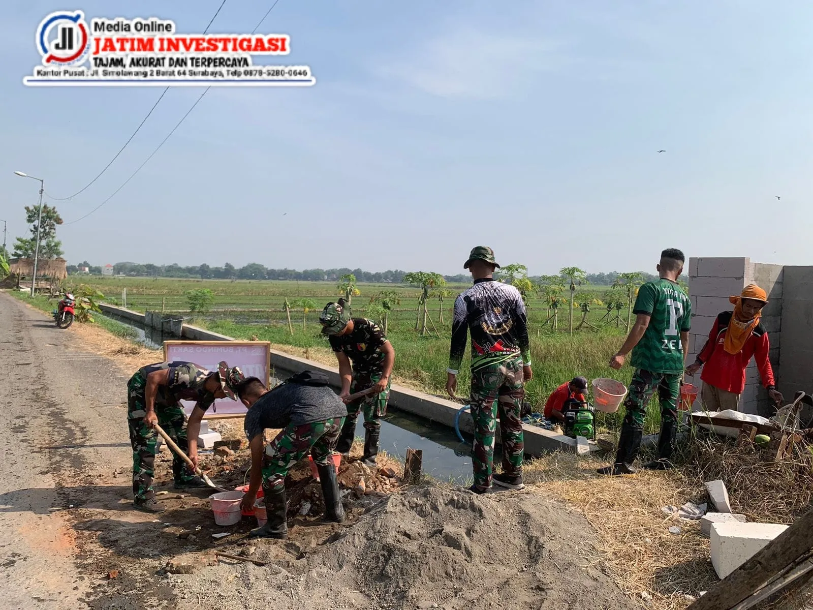 Semangat Tak Kenal Lelah, Satgas TMMD ke-120 Kodim 0816/Sidoarjo Buat Sumur Bor Untuk Petani Desa Penambangan