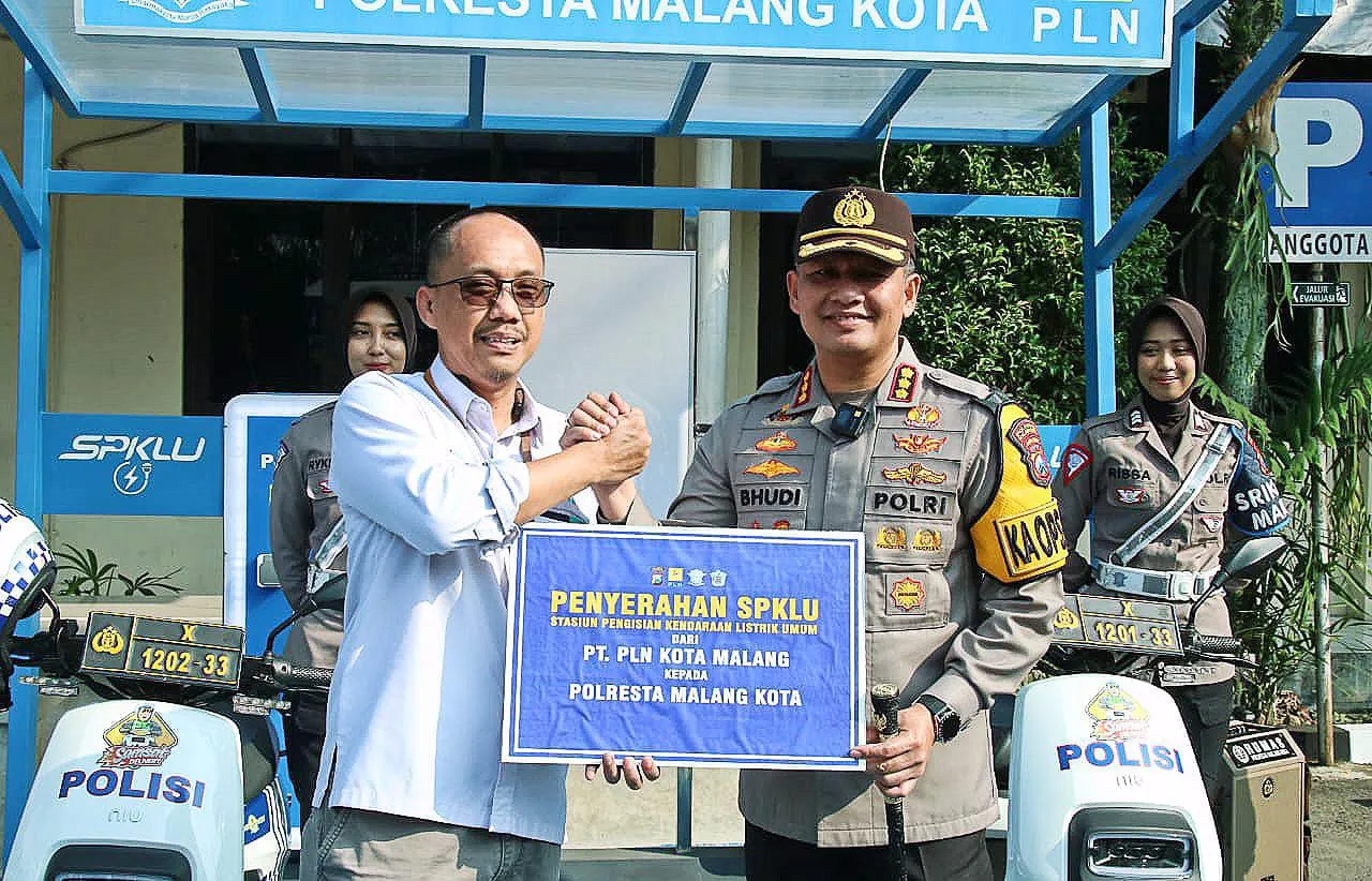 Dukung Kurangi Gas Buang, Kapolresta Malang Kota Lounching SPKLU, Hasil Kolaborasi dengan PT PLN
