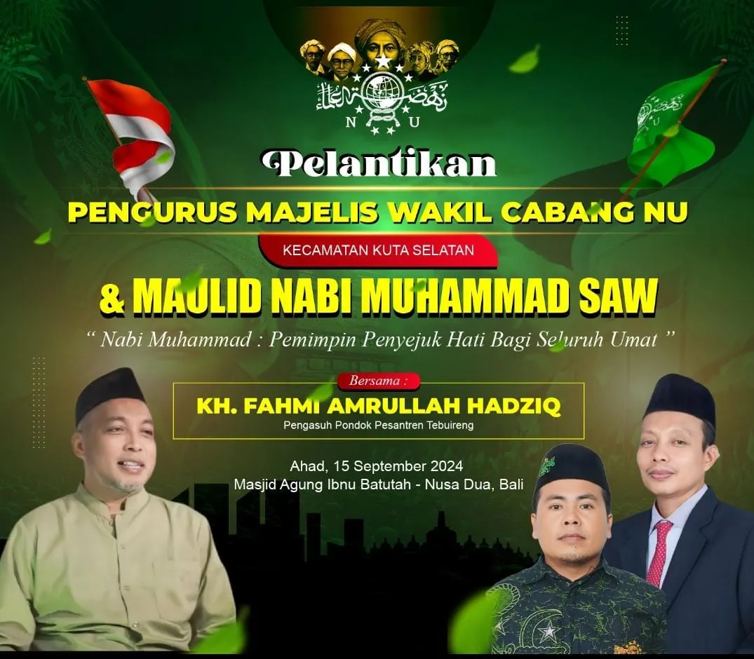 Sujianto Resmi Dilantik Sebagai Ketua MWCNU Kuta Selatan–Badung Masa Khidmat 2024–2029