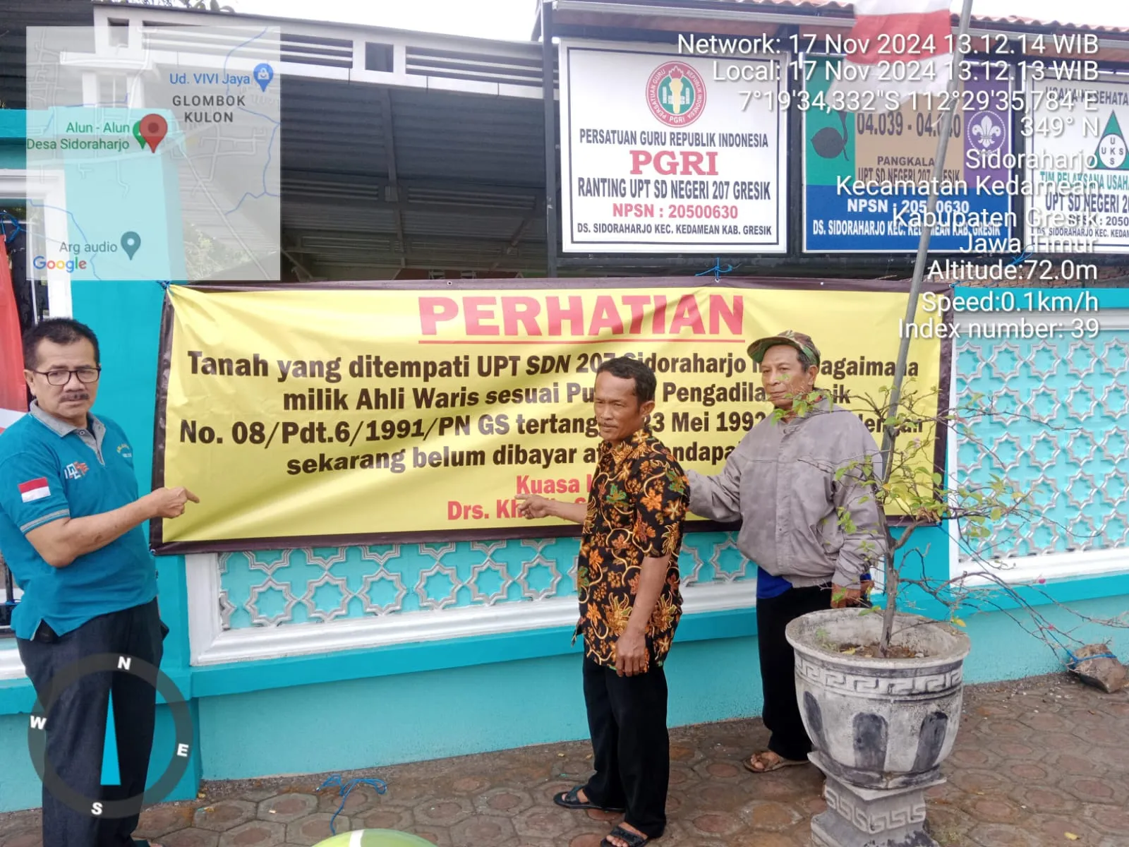 Ahli waris UPT SD Negri 207 Sidoraharjo Kecamatan Kedamean Melalui Pendamping Hukumnya Drs. Idham Kholik SH. Mpd, Segera Berikan Hak Kami Sesuai Utusan Pengadilan Negeri Gresik