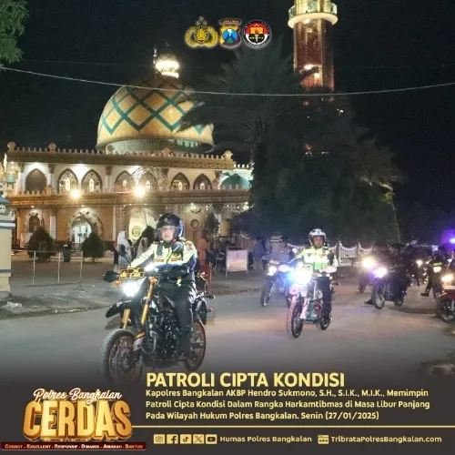 Libur Panjang, Kapolres Bangkalan Patroli Harkamtibmas Hingga Akses Suramadu