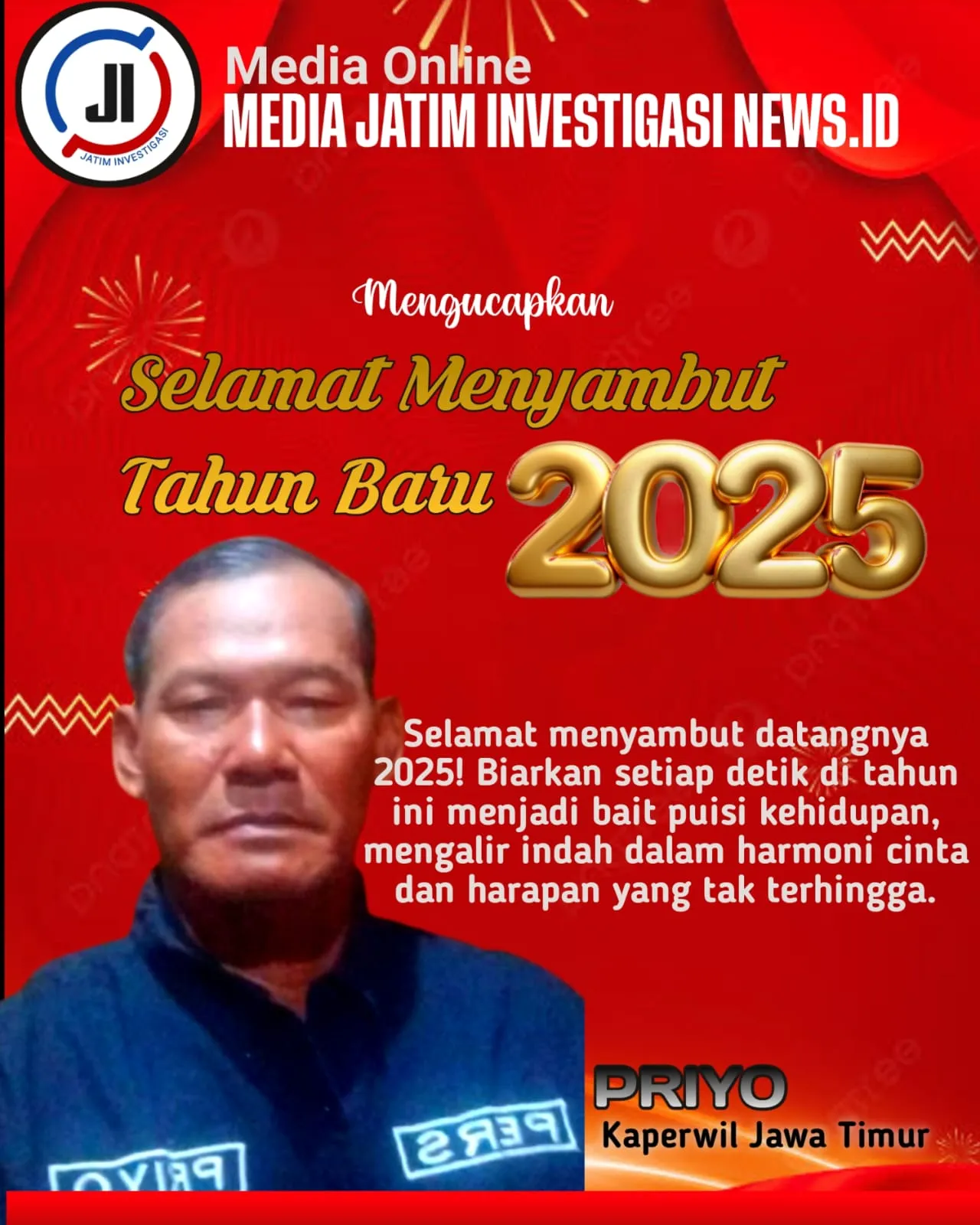Kabiro Surabaya Media Online Jatiminvestigasinews.iid Bersama Staf Redaksi Beri Ucapan Selamat Tahun Baru 2025