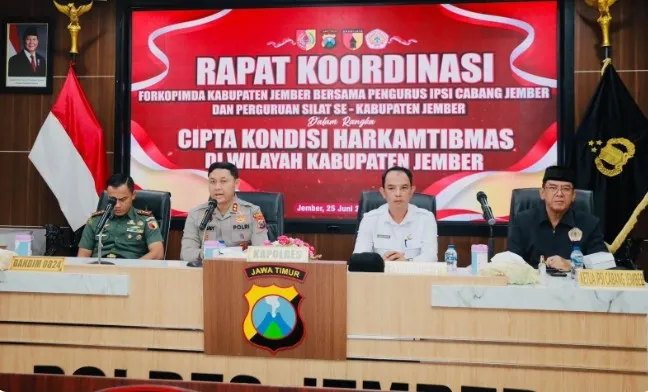 Polres Jember Gelar Rapat Kordinasi IPSI, dan Perguruan Silat Bersatu Jaga Keamanan 1 Suro