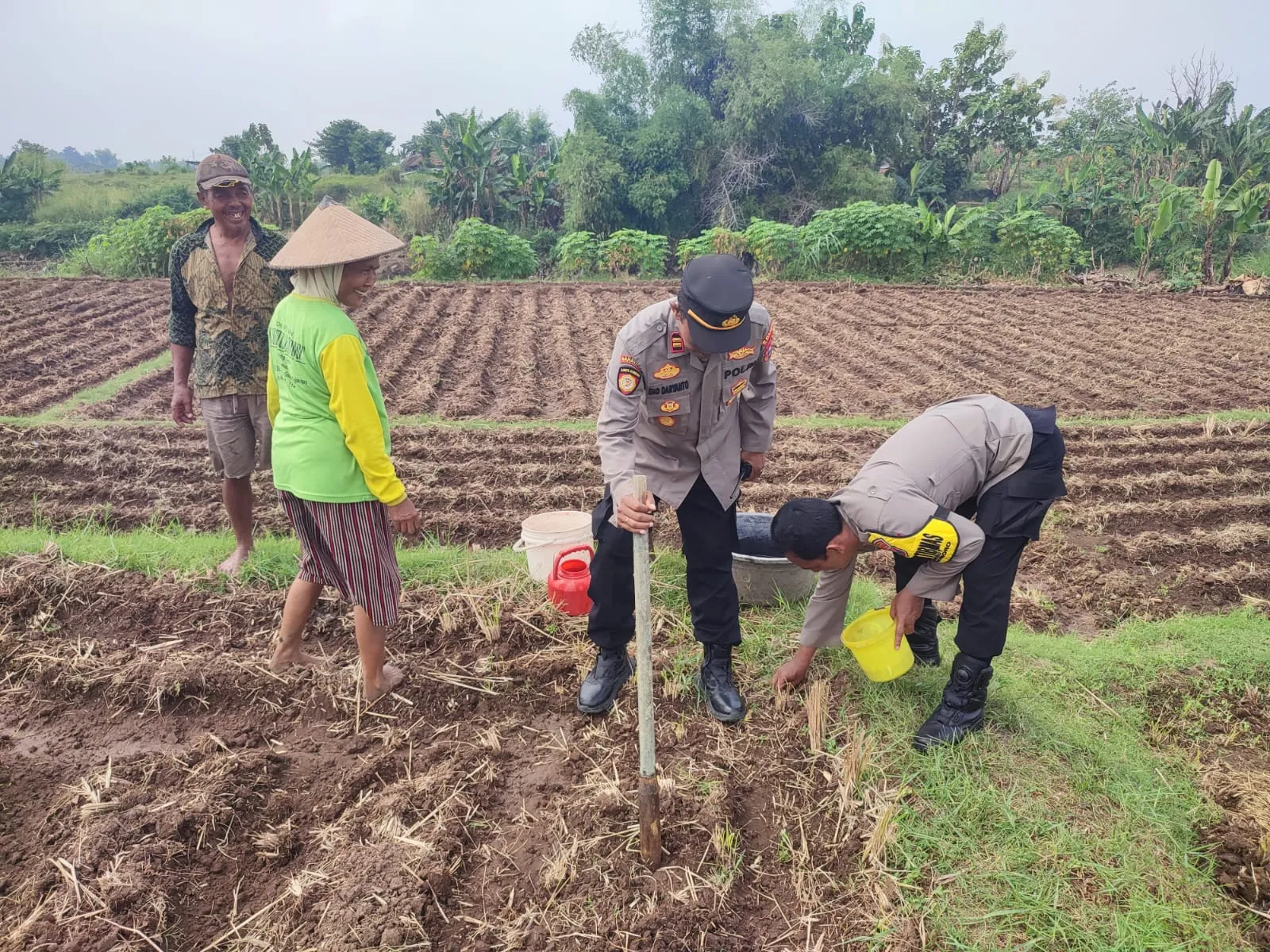 Bhabinkamtibmas Sukomoro Dukung Ketahanan Pangan, Kawal Pemanfaatan Lahan Pekarangan Warga