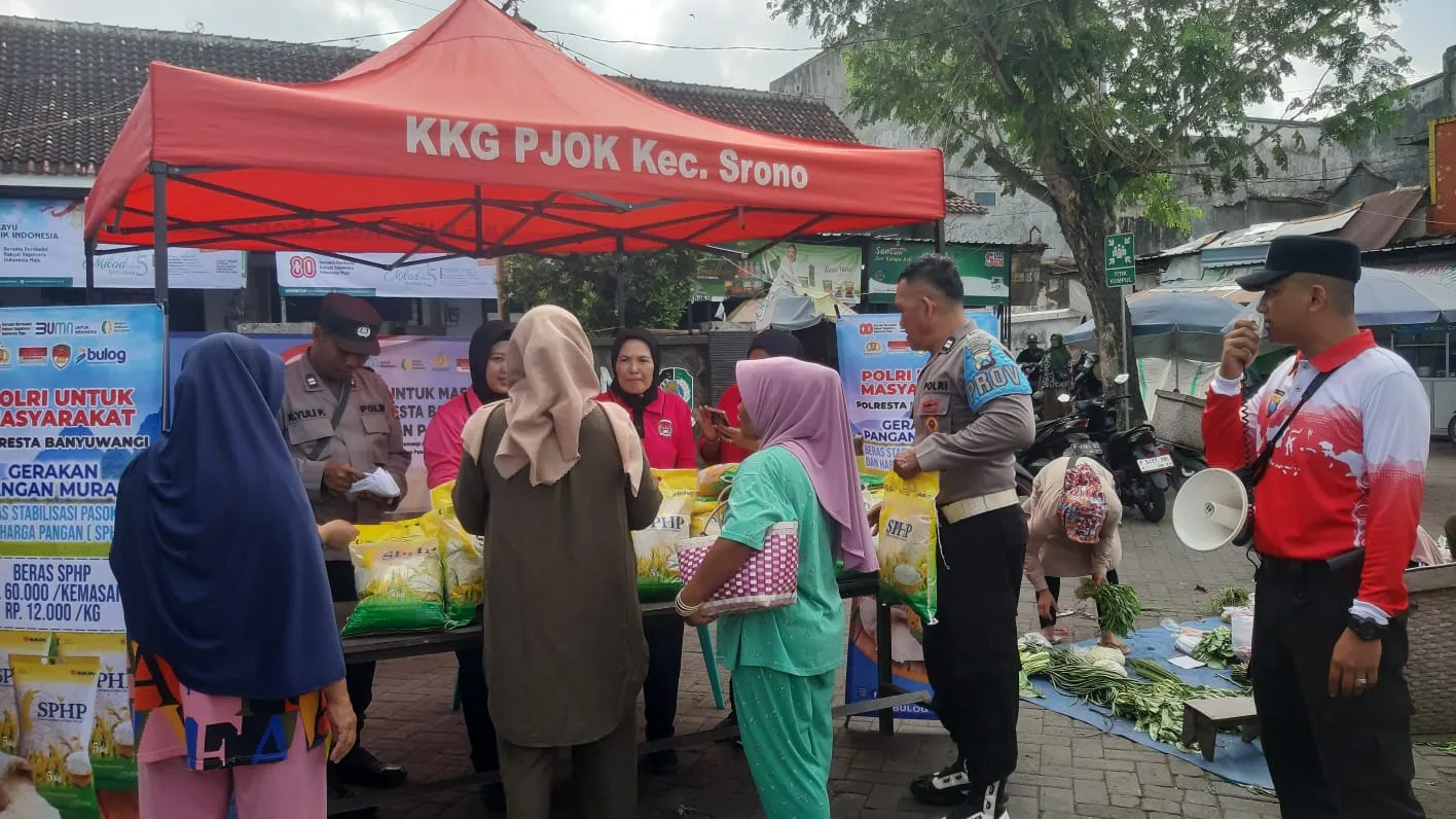 Kolaborasi Polisi dan Bulog Gelontorkan 108 Ton Beras Murah di Banyuwangi