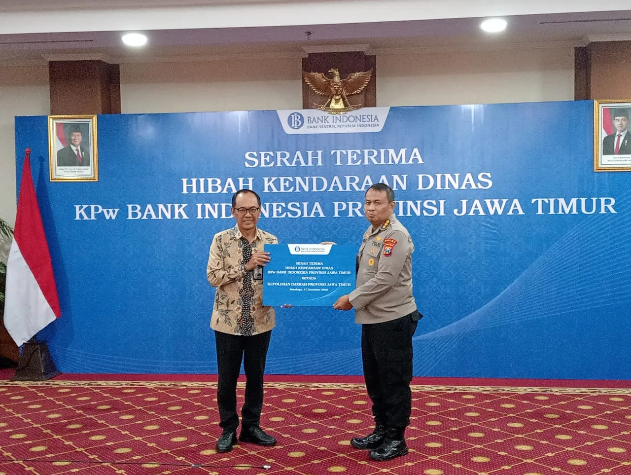 Dukung Tugas Polri Bank Indonesia Jatim Hibahkan 3 Unit Ranmor