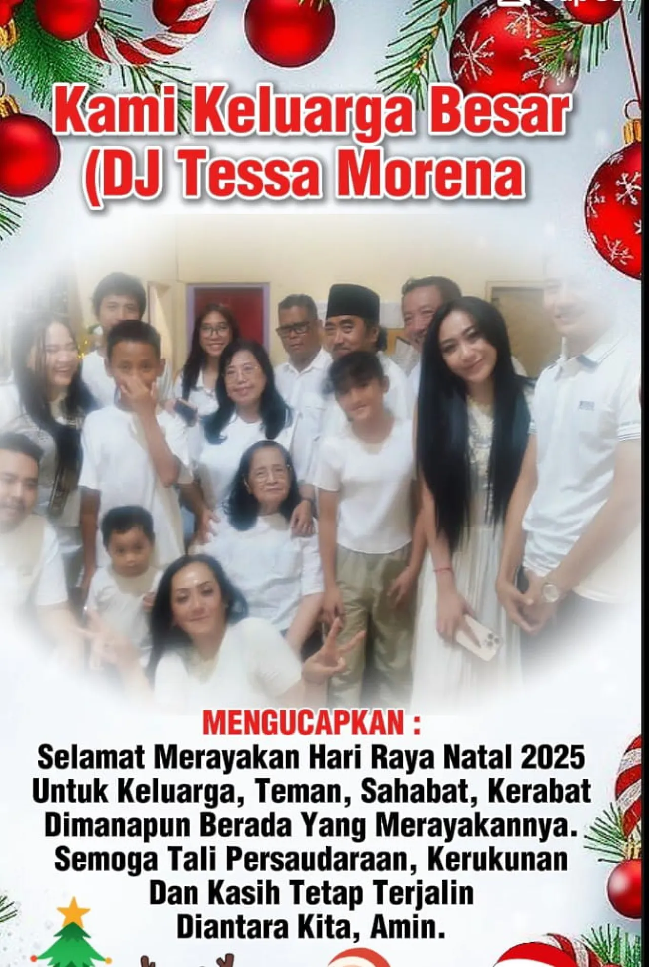 DJ Tessa Morena: Kami Bersama Keluarga Besar, Ucapkan Hari Natal dan Tahun Baru 2026