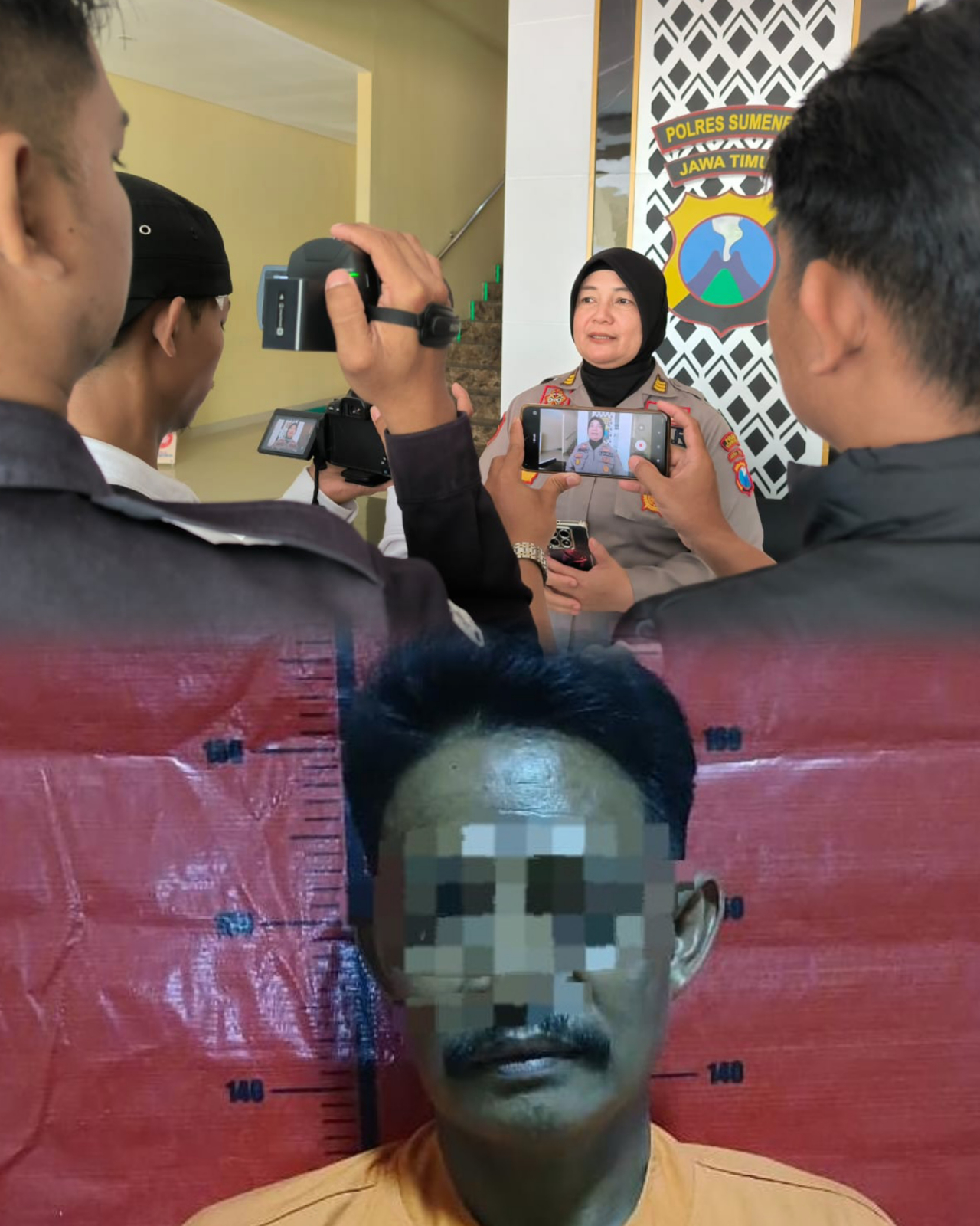 Kasi Humas Polres Sumenep , AKP Widiarti dalam moment konfrensi pers. (Atas) . Ruk pelaku Curwan (bawah)
