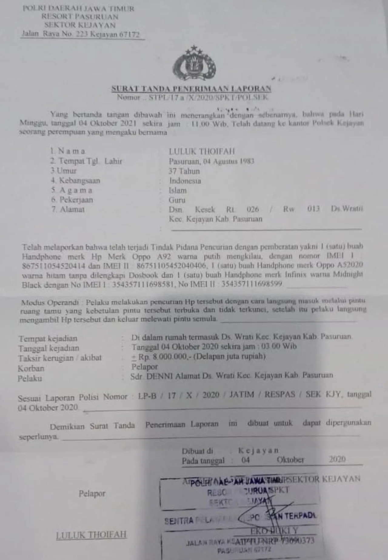 Laporan Masyarakat Diduga Diabaikan, Polsek Kejayan Disorot