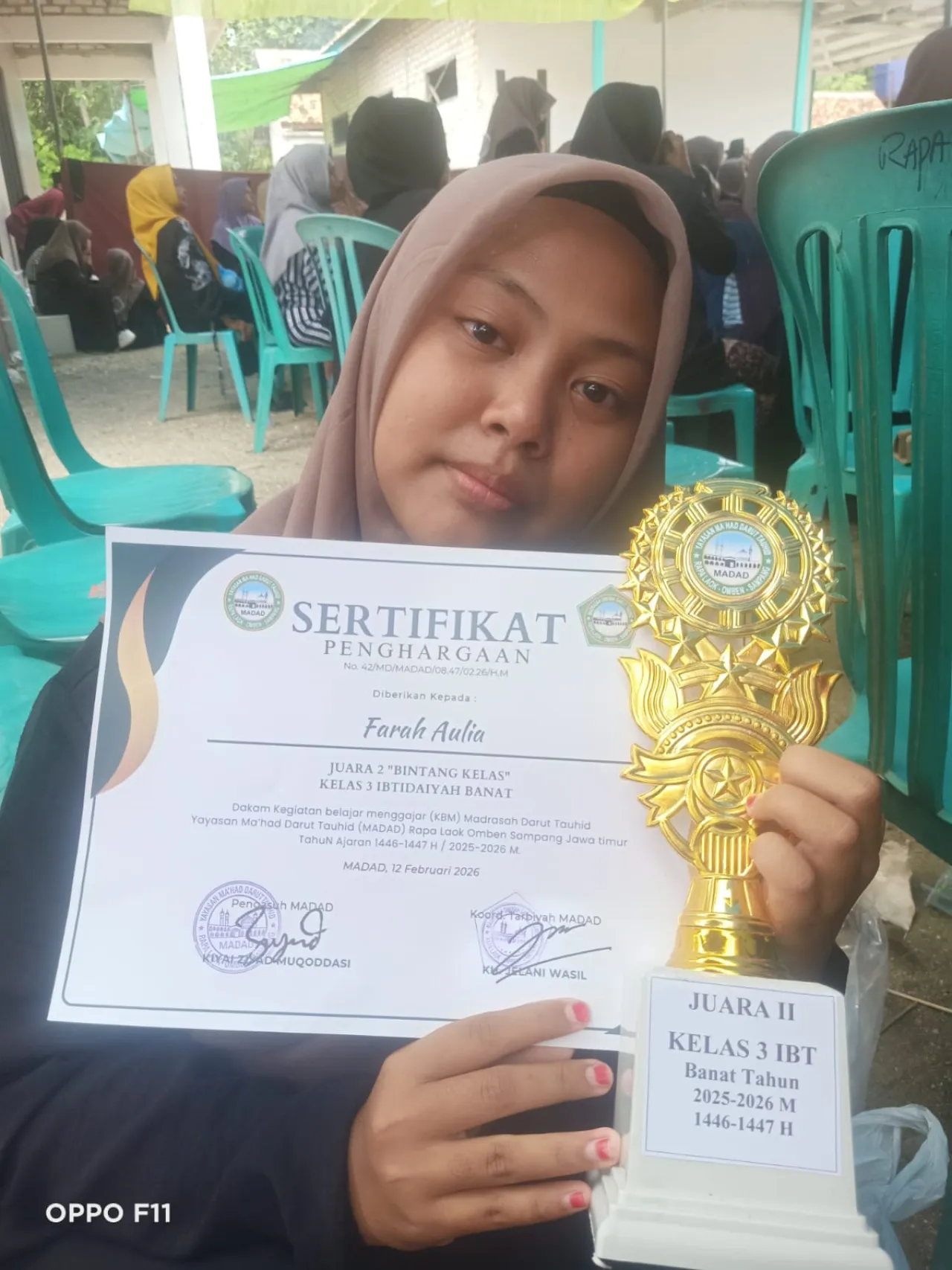 Farah Aulia Siswi MADAD Rapa Laok Raih Juara 2 “Bintang Kelas”, Bukti Ketekunan dan Dukungan Orang Tua