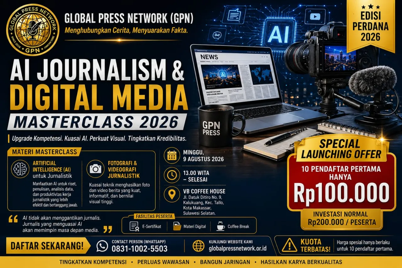 GPN Buka Pendaftaran Masterclass AI Jurnalistik & Media Digital 2026: Bekali Insan Media Hadapi Transformasi Zaman