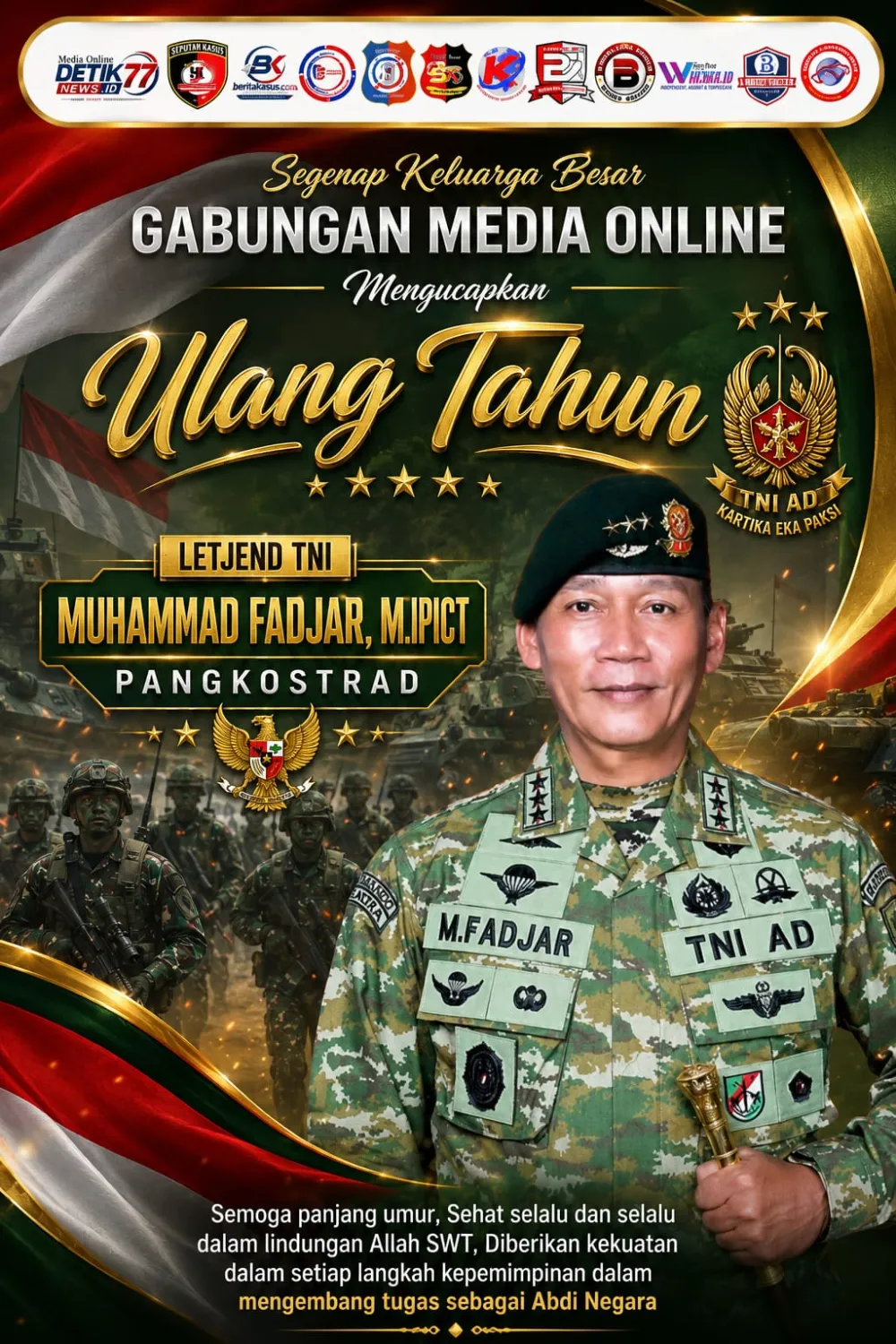 Komisaris Utama 12 Media Sekaligus Ketua Umum KWI Berikan Ucapan Selamat Ulang Tahun ke Pangkostrad 