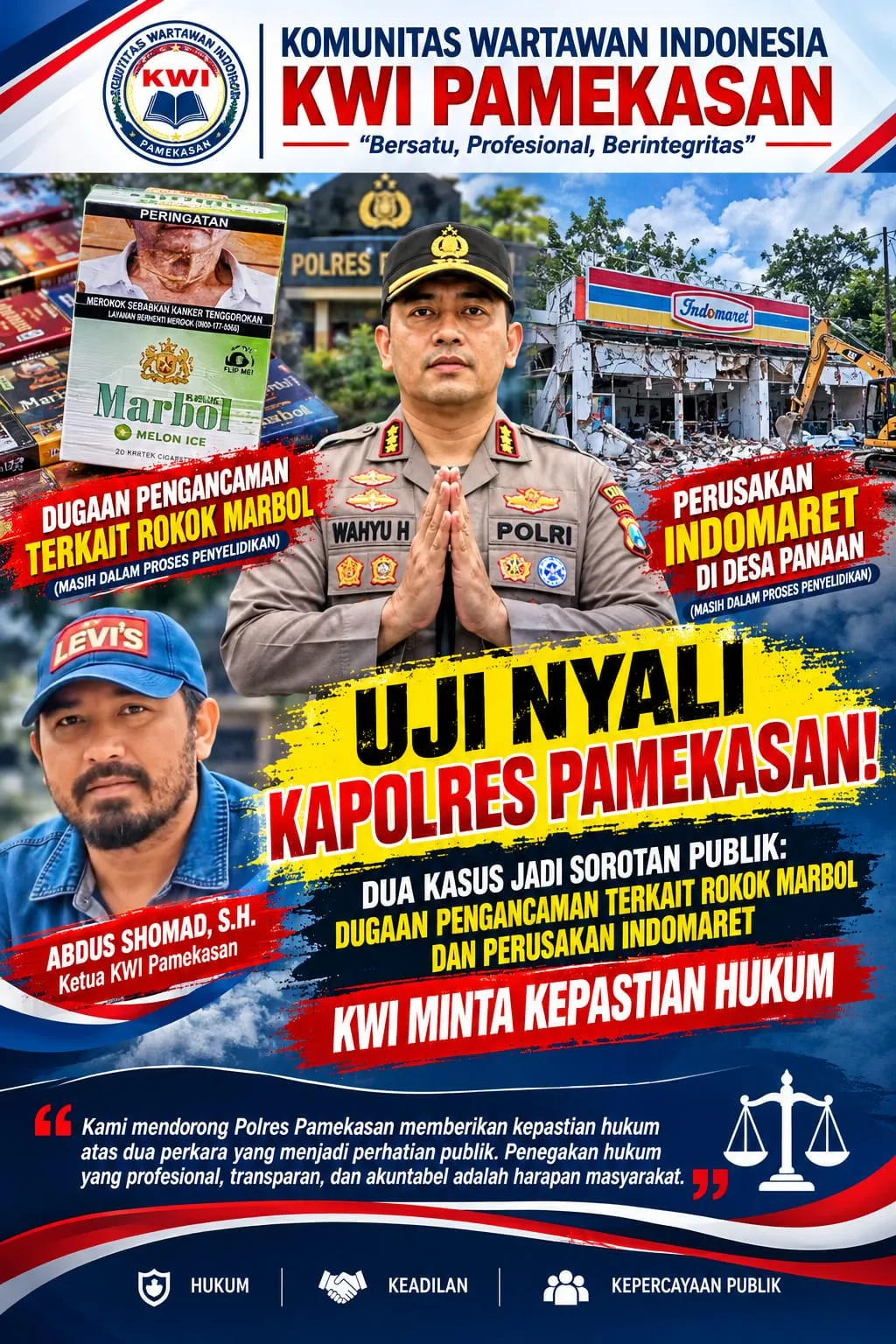 Rokok Marbol dan Perusakan Indomaret Jadi Sorotan, KWI Pertanyakan Kepastian Hukum di Pamekasan