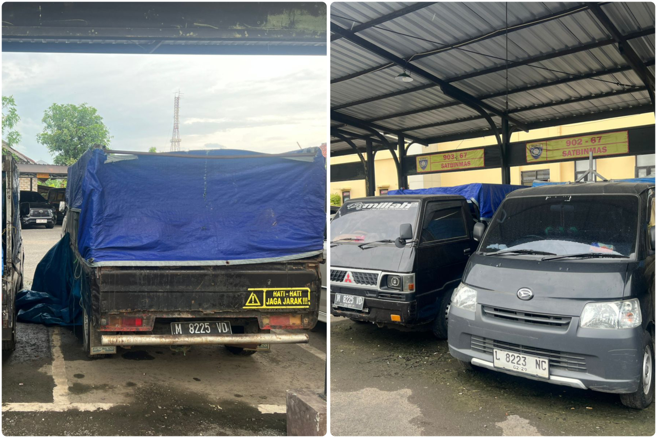 Barang bukti mobil pickup pengangkut BBM illegal