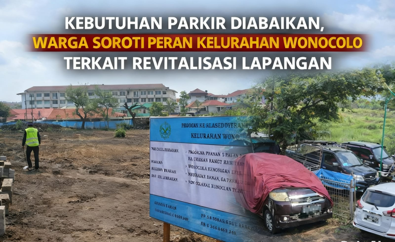 Area revitalisasi lapangan di Kelurahan Wonocolo disorot warga karena belum dilengkapi fasilitas parkir memadai/rd.
