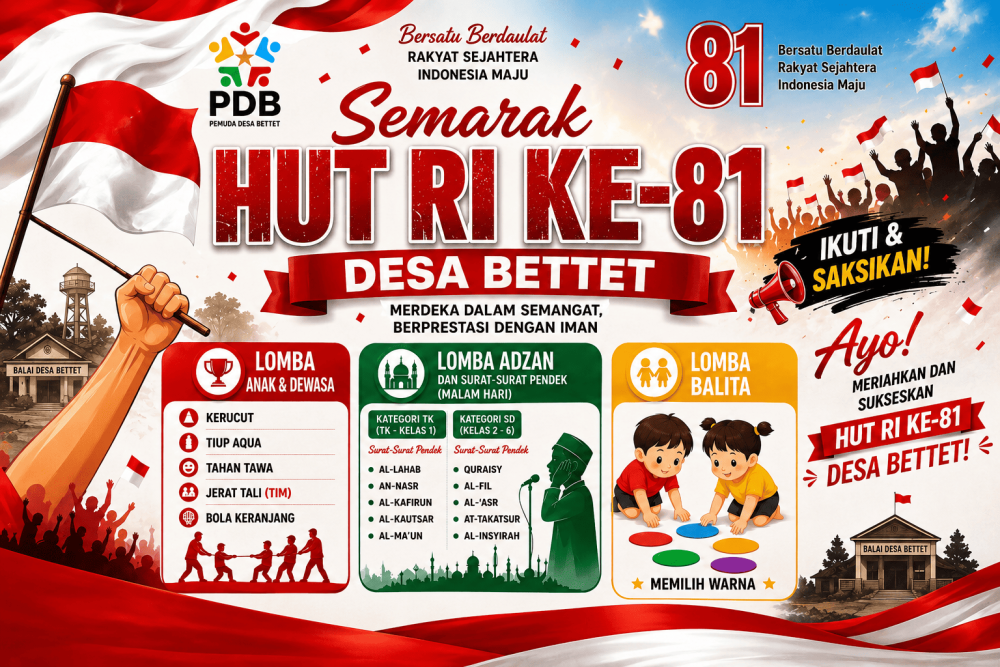 Pemuda Desa Bettet (PDB), siapkan beragam Perlombaan sambut HUT Ke-81 RI/ill/Bn.
