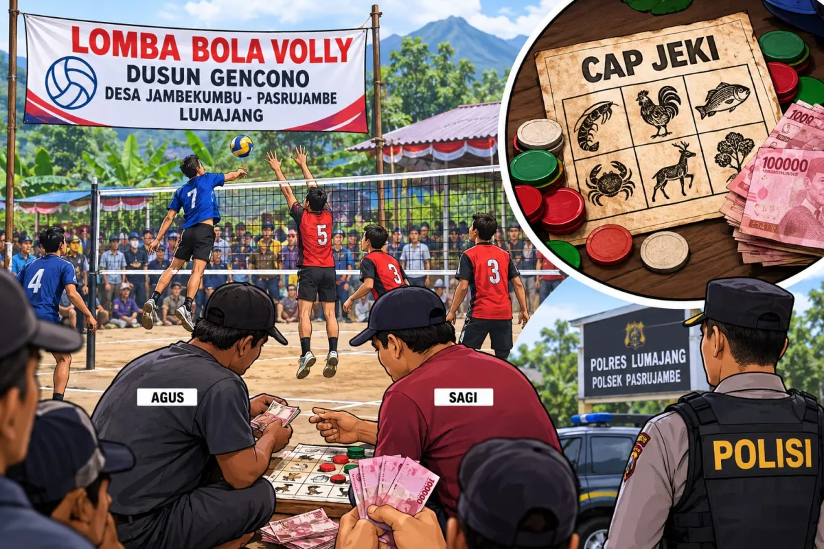 Lomba Bola Volly di Dusun Gencono Pasrujambe Lumajang di Jadikan Ajang Judi Cap Jeki
